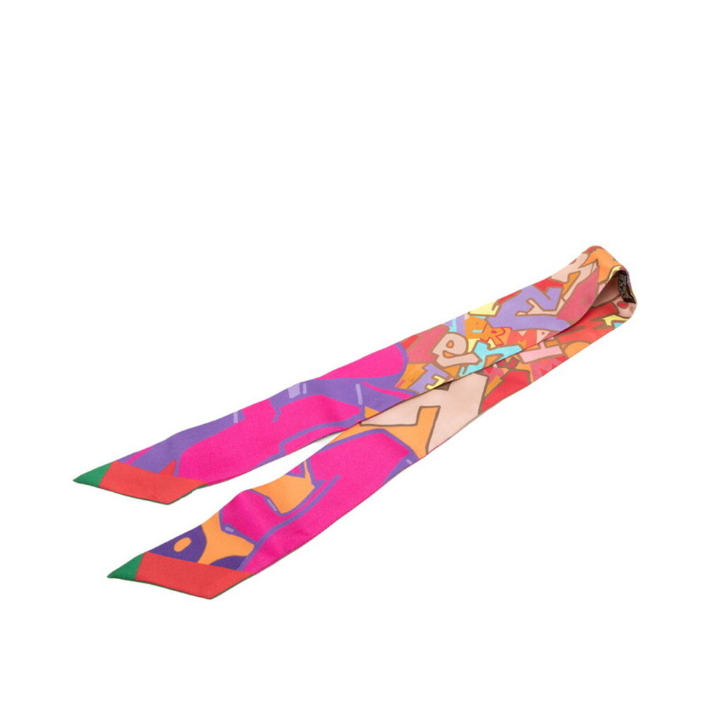 Hermes Twilly Graff Graffiti Scarf Muffler Multicolor Silk Women's HERMES - Picture 2 of 6